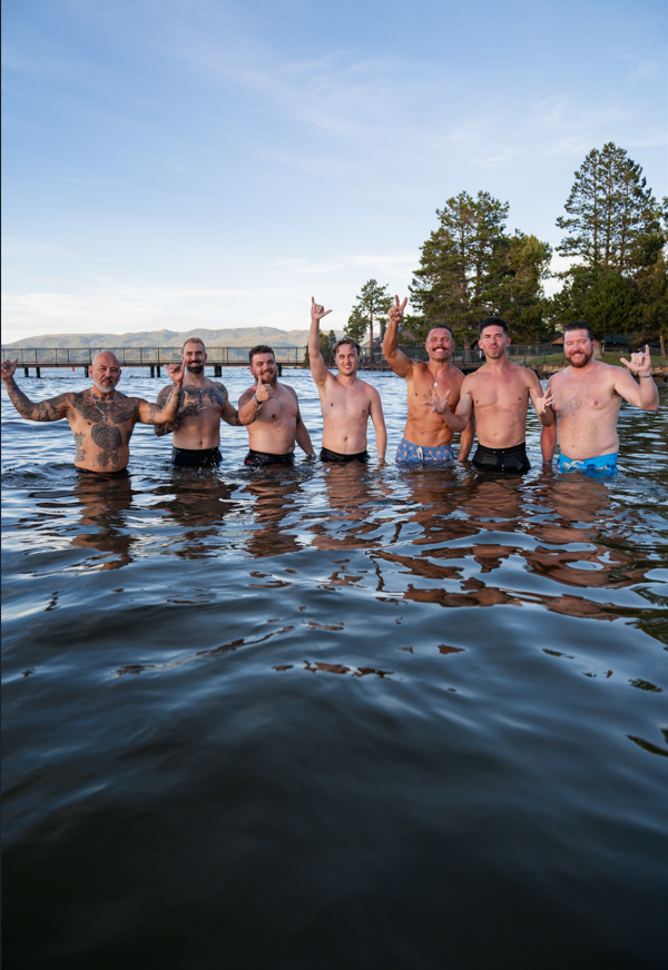 Men together in the water at a previous Ascent gathering